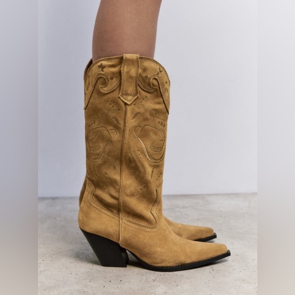 Zara Shoes - 2/$100 NEW Zara - Real Leather Embroidered Cowboy boots